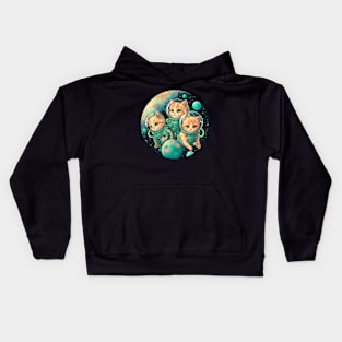 Space kitten sticker Kids Hoodie